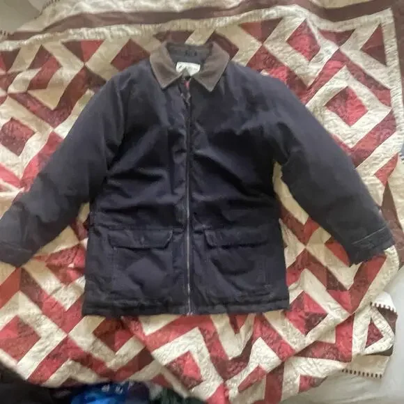 Vintage Eddie Bauer Jacket Mens XL Tall Navy Goose Down Chore Barn Coat Quilted - Picture 11 of 15